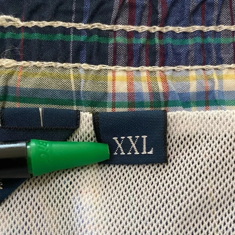 Polo by Ralph Lauren Mens Size XXL Plaid Blue Drawstring‎ Waist Swim Trunks
